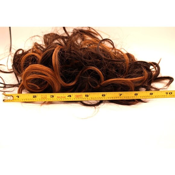 Curly Clip In Hair Extension 10" Ponytail Bun Brown Caramel Highlights Claw Clip - Picture 10 of 10